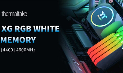 A THERMALTAKE BEMUTATTA A FEHÉR SZÍNŰ TOUGHRAM XG RGB DDR4 MEMÓRIAMODULOKAT